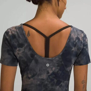 LULULEMON Align T Shirt sz 4 Diamond Dye Lunar Rock True Navy excellent cond